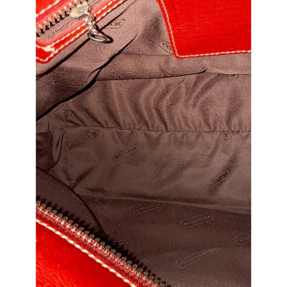 Coach 6121 Bleecker Satchel Linen Canvas & Red Leather Tote Bag*Vintage 1999 - Picture 10 of 16